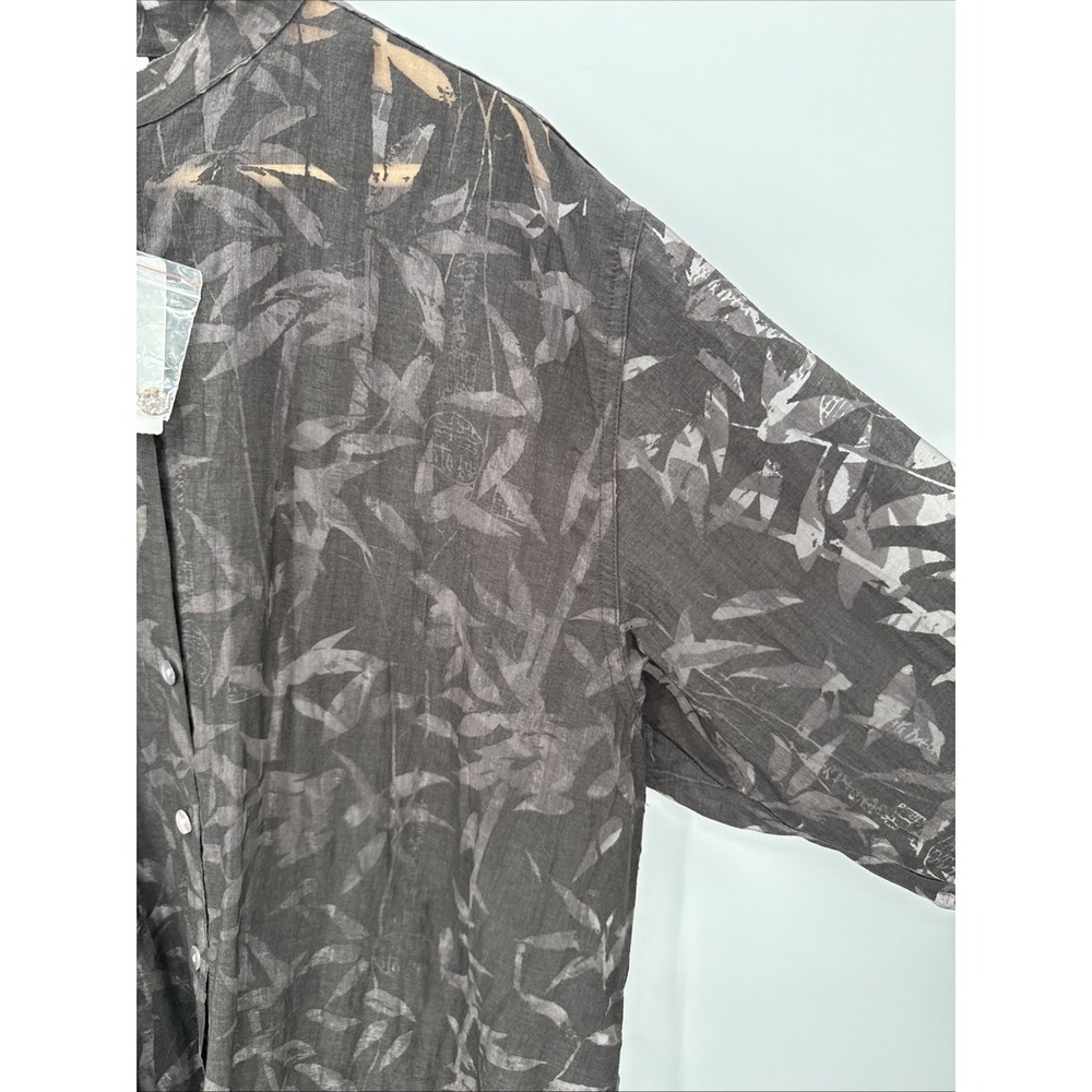 Vintage Chico's Womens Brown Sheer Oriental Button Up Top Size 3/XL Tunic Layer - Picture 3 of 8
